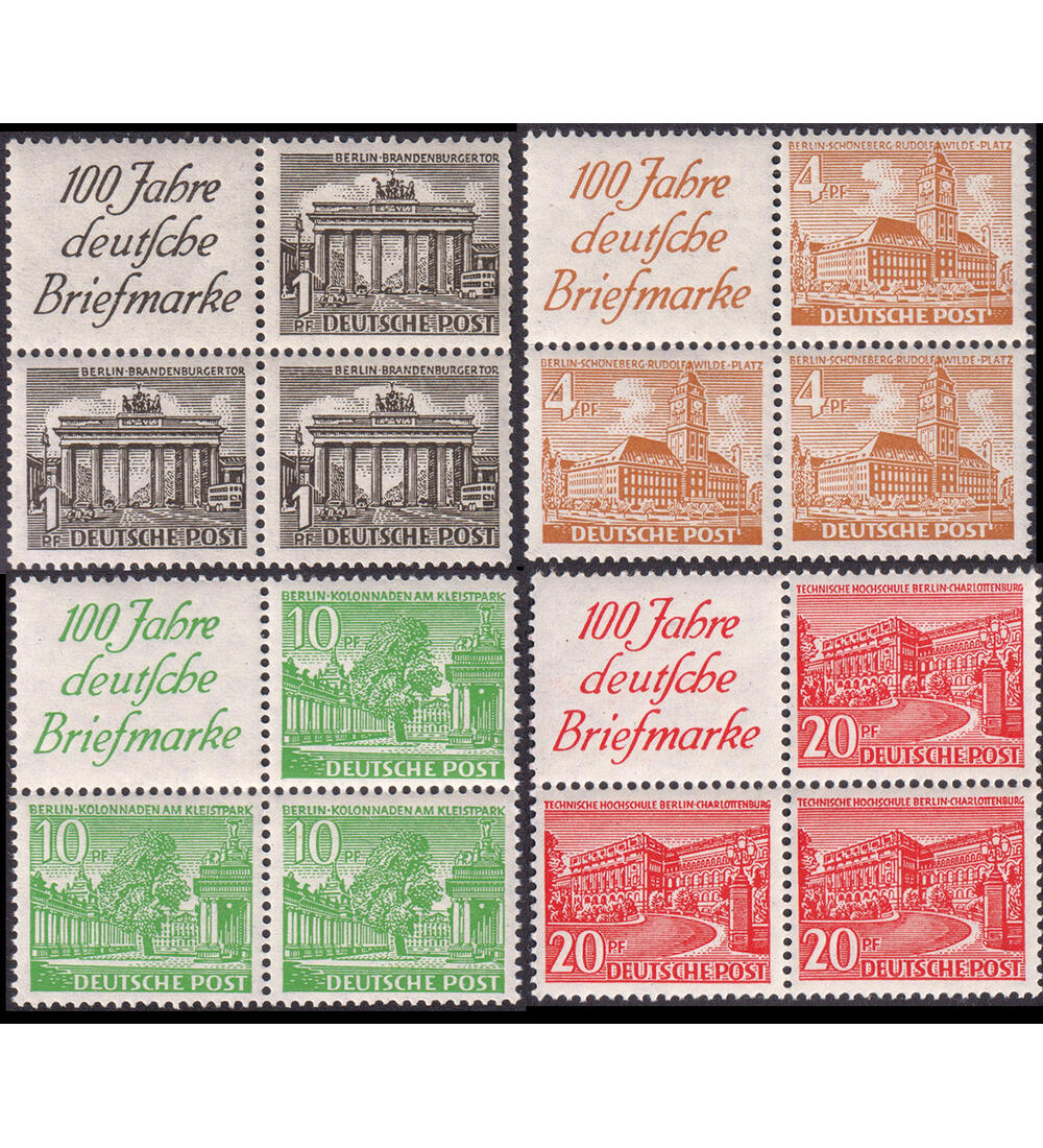 Berlin - Zusammendrucke Viererbl�cke postfrisch aus H-Bl�ttern 1-4 Bauten 1949