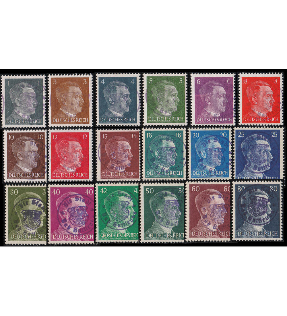 Lokalausgabe Bad Gottleuba von 1 Pfg. bis 80 Pfg. ohne 24 Pfg. Hitler mit Handstempel
