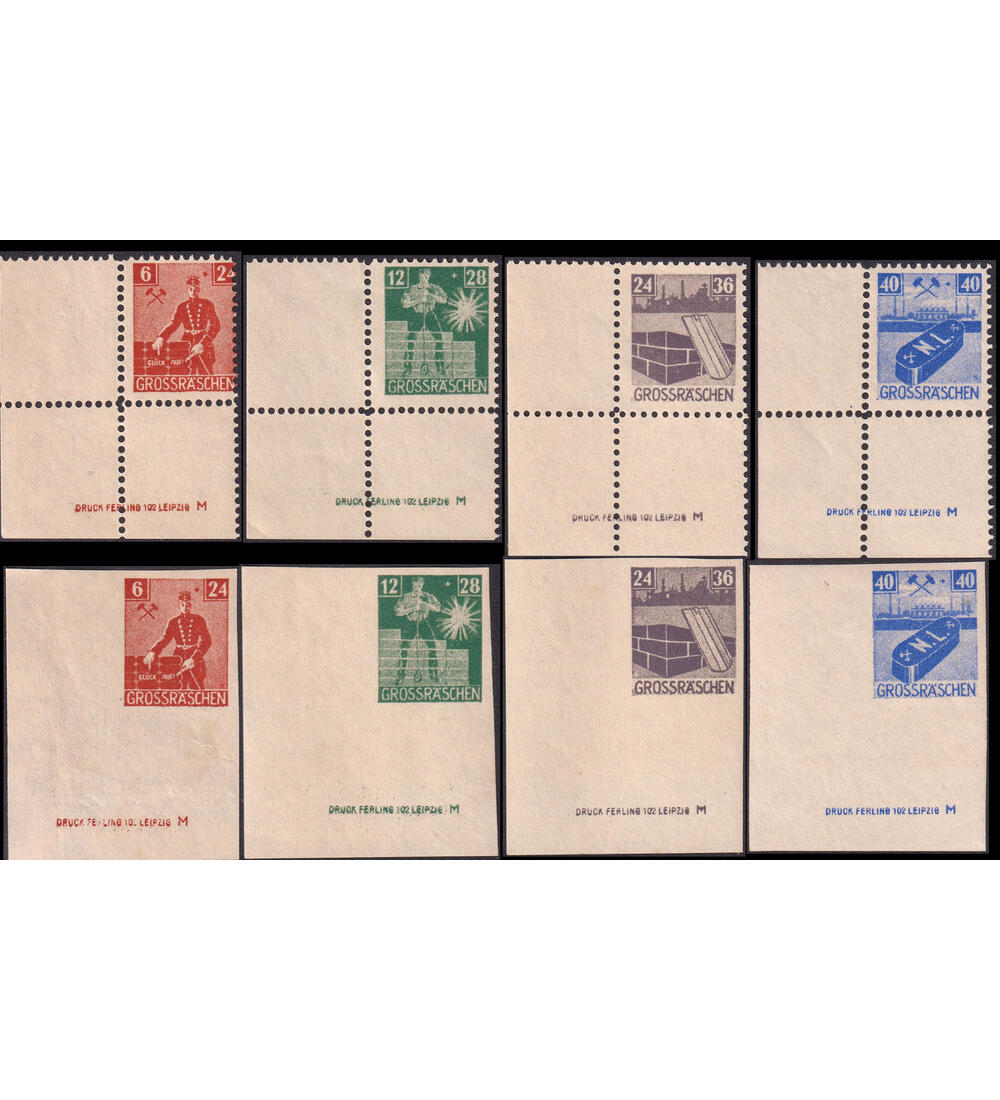 Gr��r�schen Nr. 43-46 A+B postfrisch Eckrandsatz mit den Druckvermerken