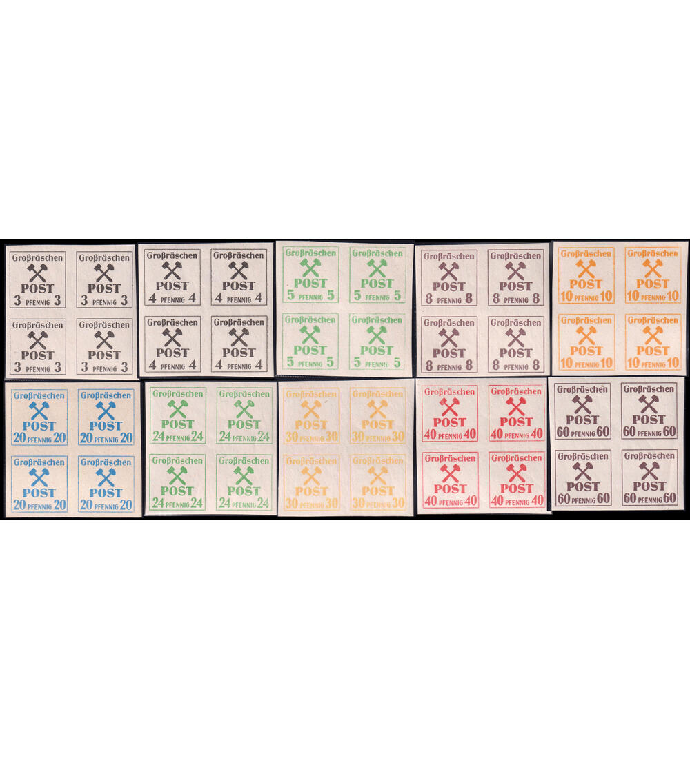 Gro0r�schen Nr. 31-42 z postfrische Viererblocks ohne Nr. 37 auf wei�en Papier