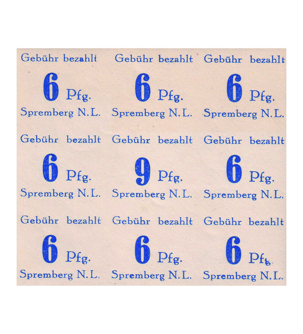 Spremberg Nr. 10 BK postfrischer Neunerblock