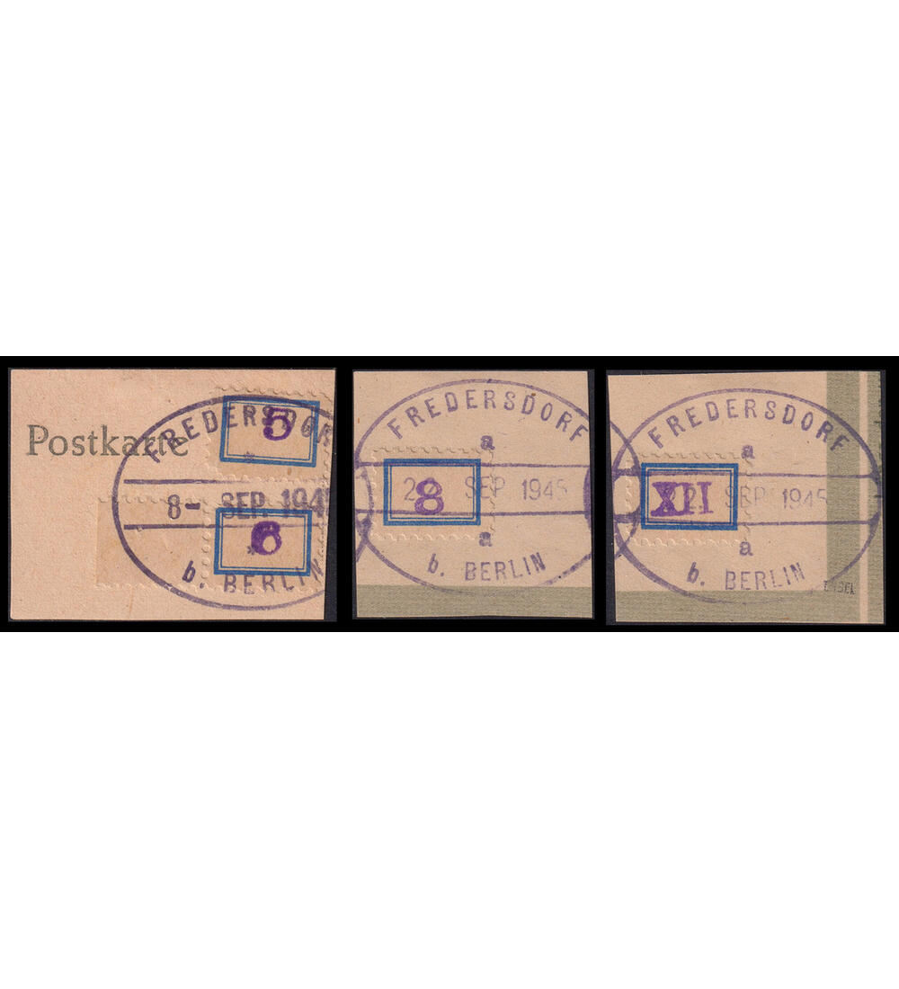 Fredersdorf Nr. Sp 101-104 a gestempelte Postkartenab- schnitten