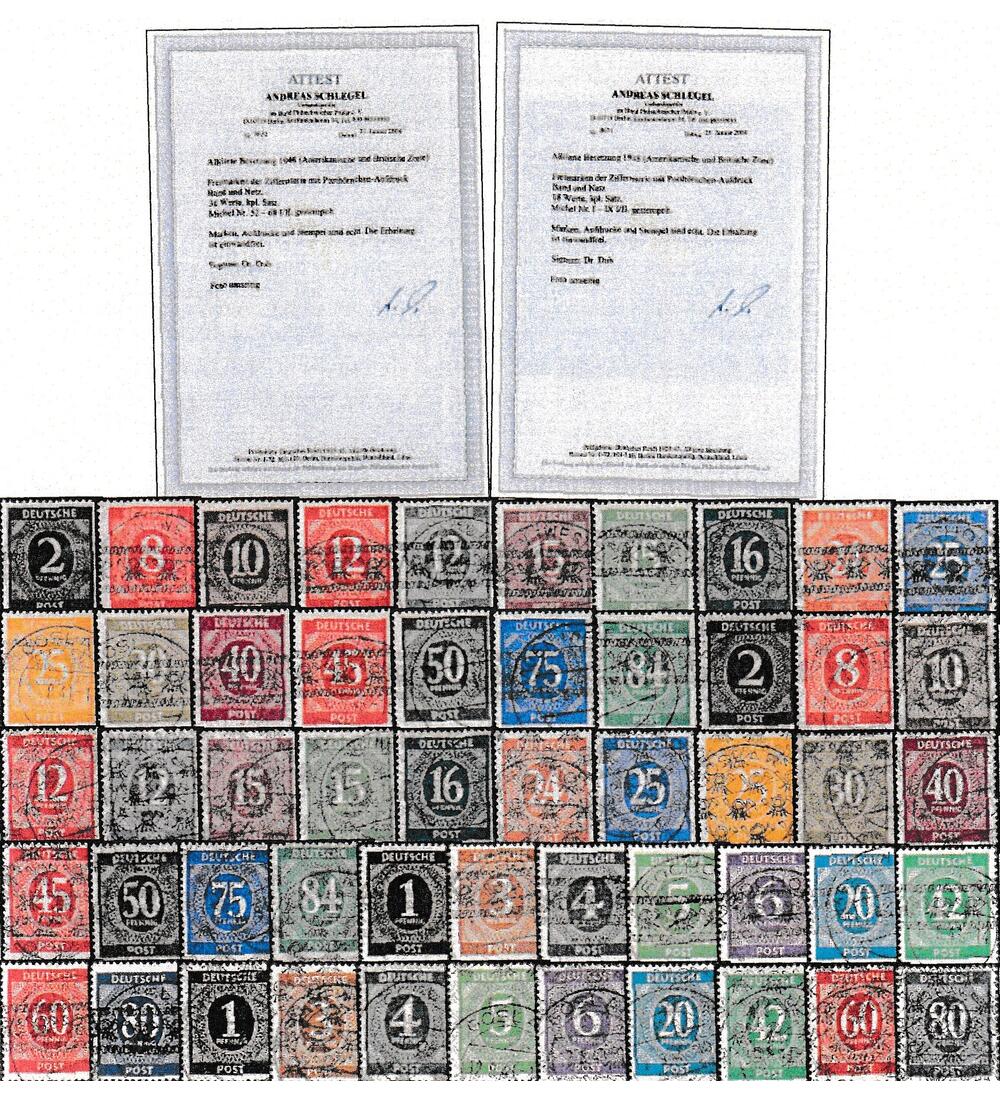 All. Besetzung Band/Netz Nr. 52-68 I+II + I-IX I+II gestempelt mit Farbfotoattesten
