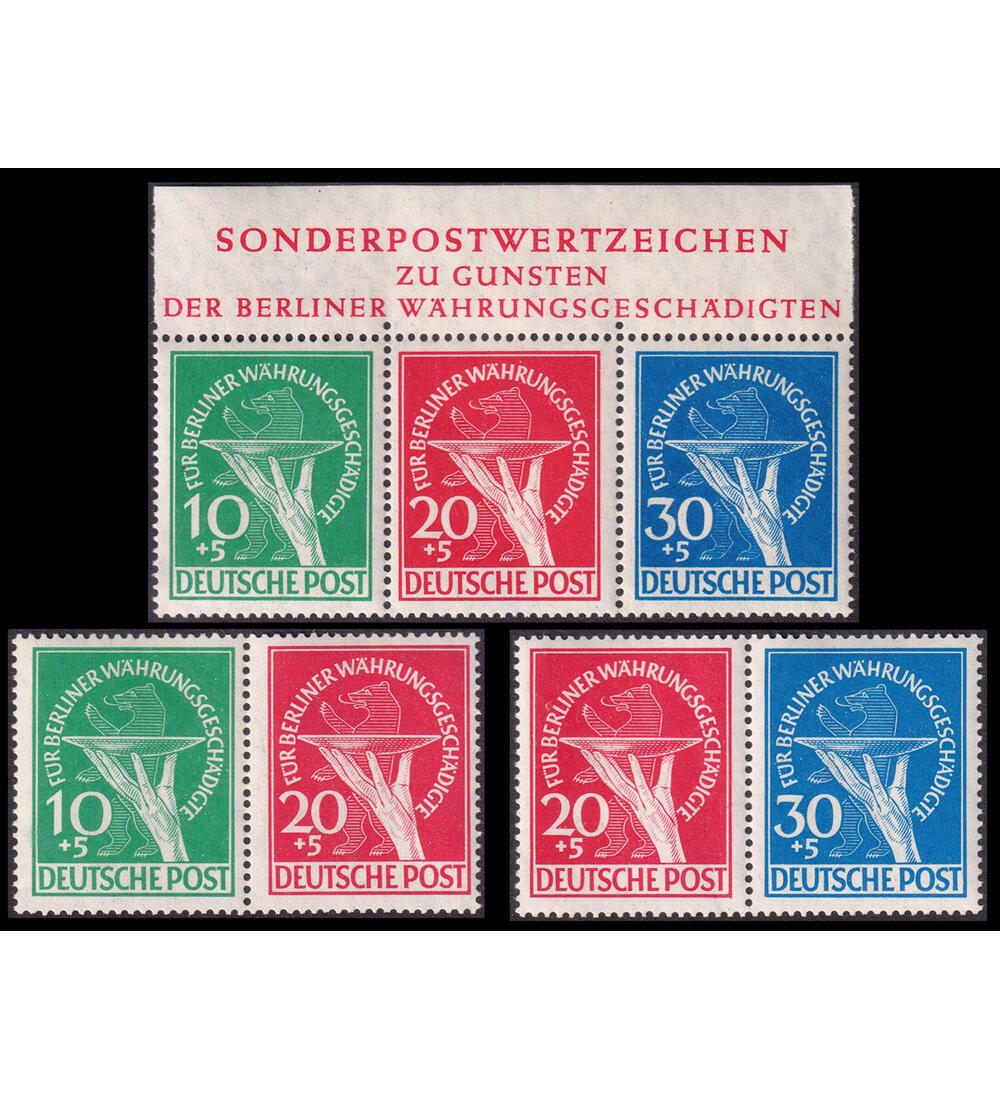 Berlin W�hrungsgesch�digte postfrisch alle m�glichen Kombinationen aus Block 1