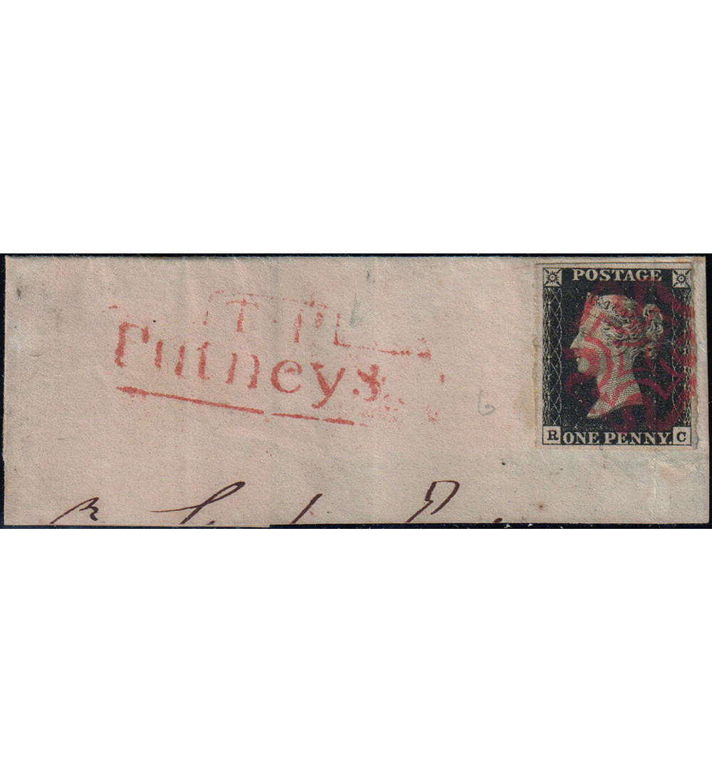 Gro�britannien Black Penny Nr. 1 auf Briefst�ck mit typischer Abstempelung