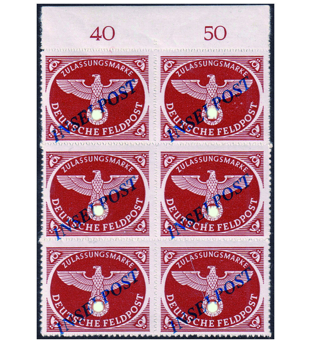 Deutsches Reich Feldpost Nr. 10 B senkrechter 6er-Block vom Oberrand gepr�ft