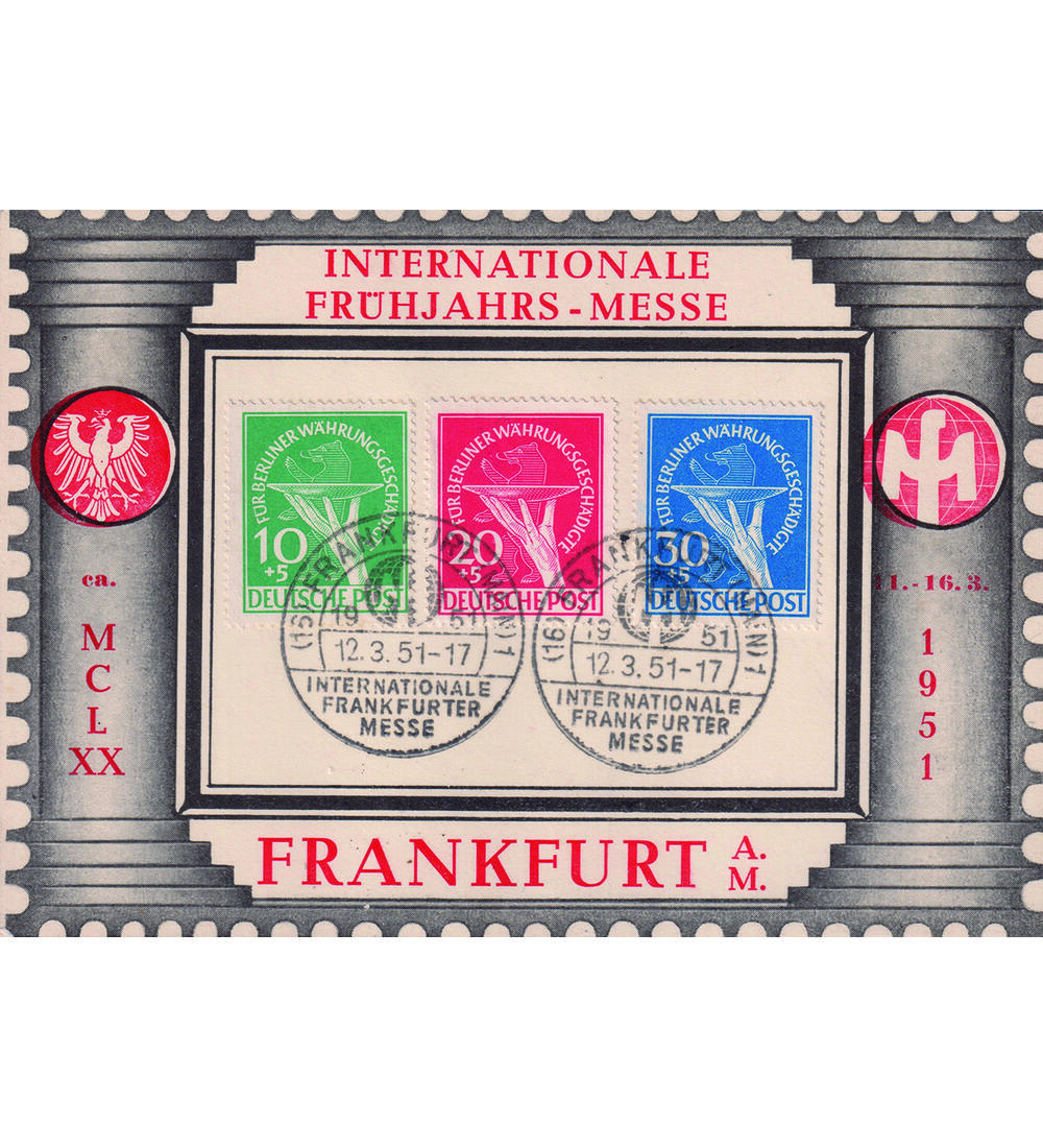 Berlin- Sonderkarte Frankfurt mit Nr. 68-70 mit passendem Sonderstempel