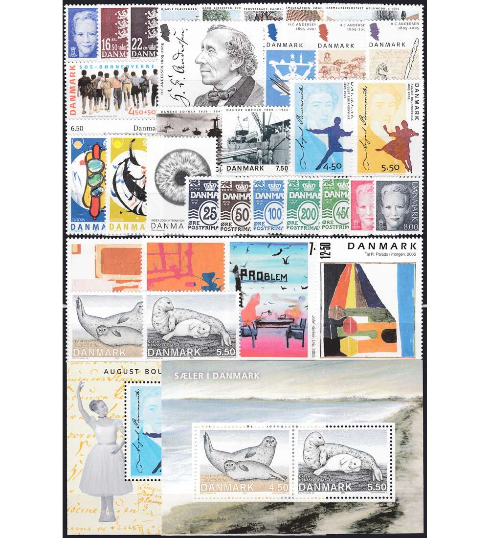 Dnemark 2005 postfrisch ** Nr. 1387-1420 Block 25-26
