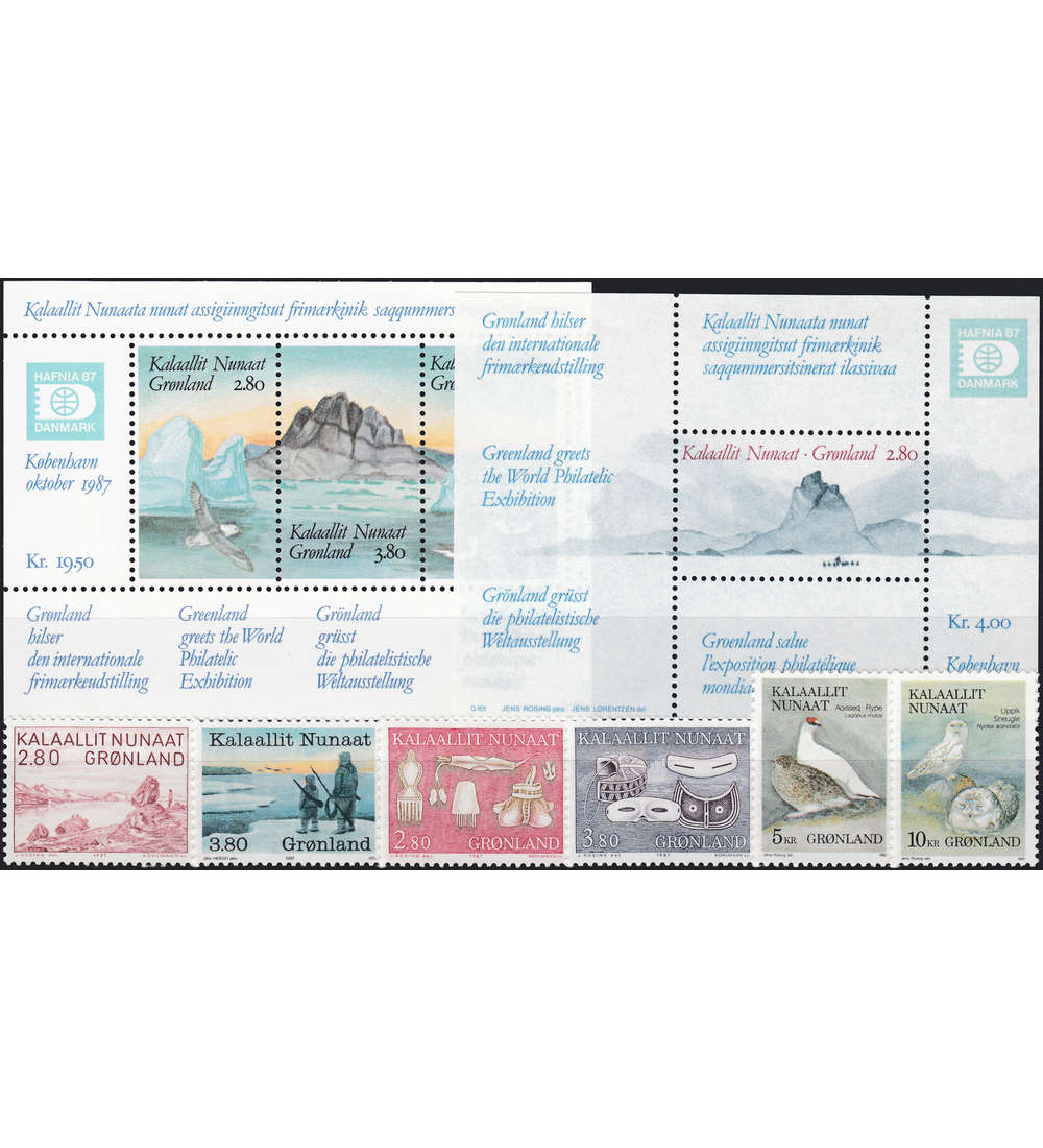 Gr�nland 1987 postfrisch Nr. 169-178 Block 1-2