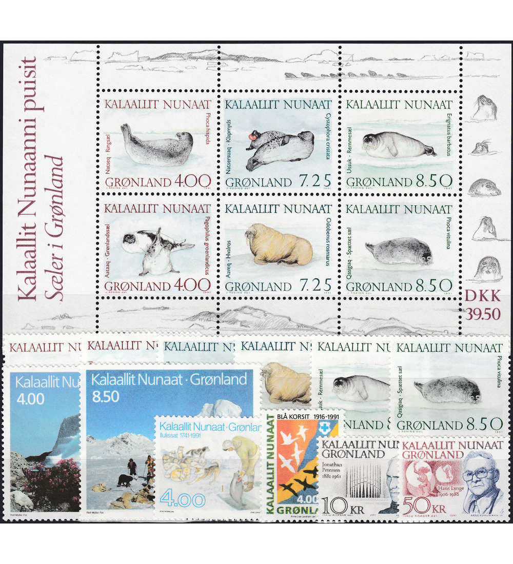 Gr�nland 1991 postfrisch Nr. 211-222 Block 3