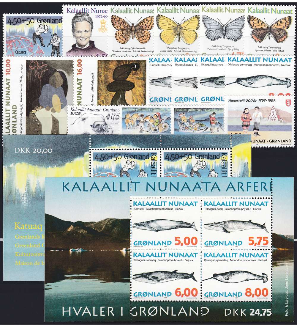 Gr�nland 1997 postfrisch Nr. 299-314 Block 12-13