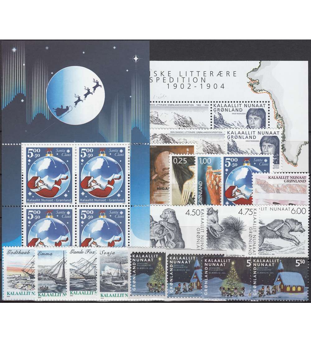 Gr�nland 2003 postfrisch ** Nr. 393-410 Block 25-26