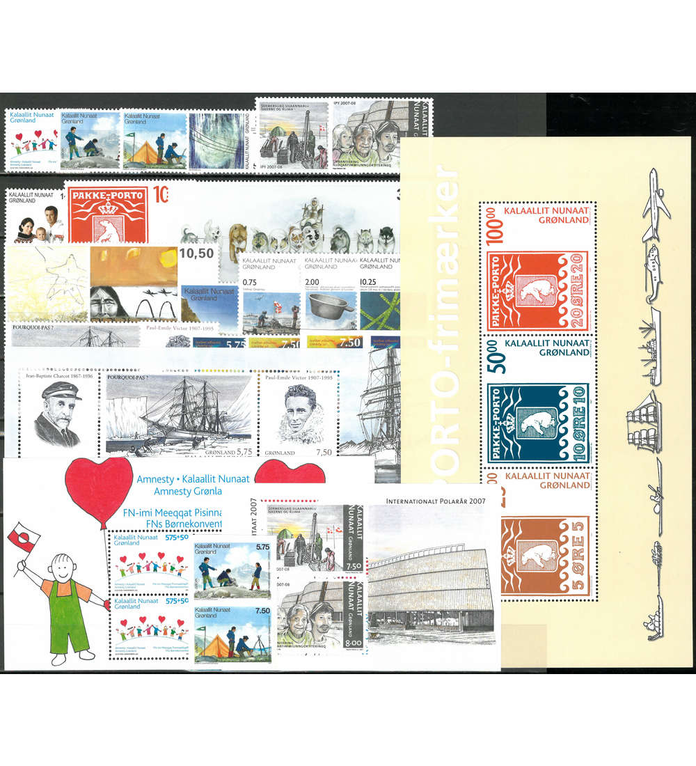 Gr�nland 2007 postfrisch ** Nr. 479-501 Block 36-39