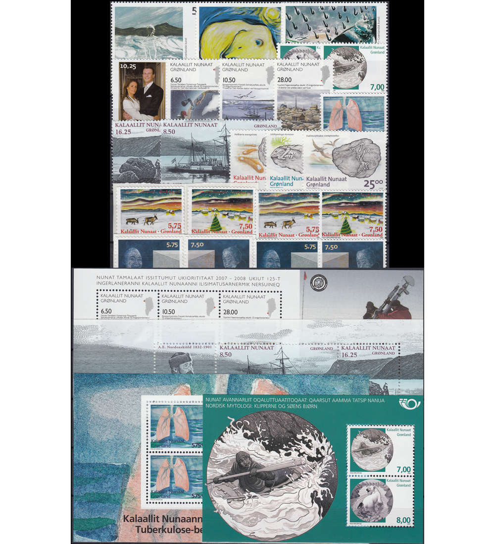 Gr�nland 2008 postfrisch ** Nr. 502-524 Block 40-43