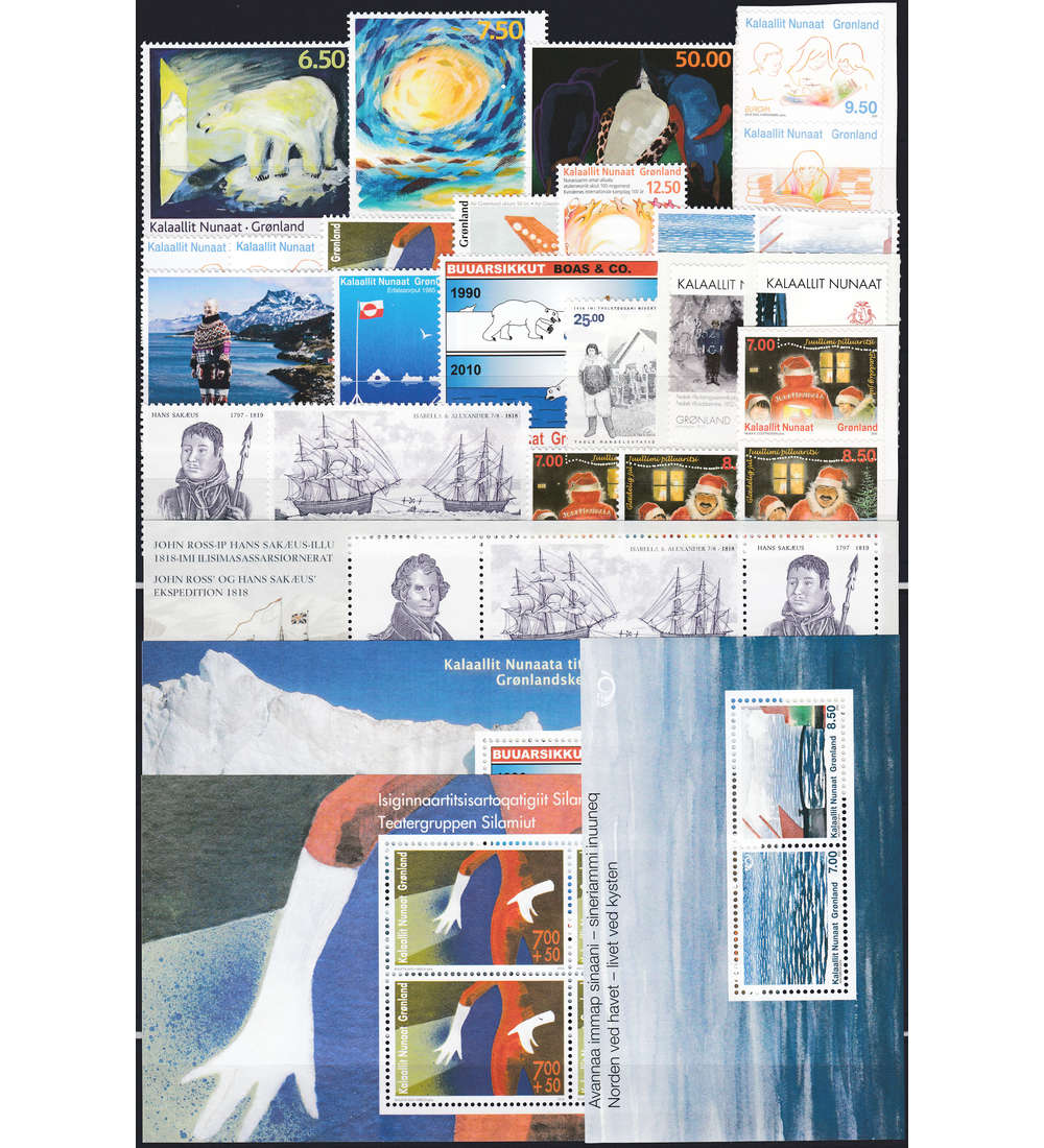 Gr�nland 2010 postfrisch ** Nr. 551-574 Block 48-51