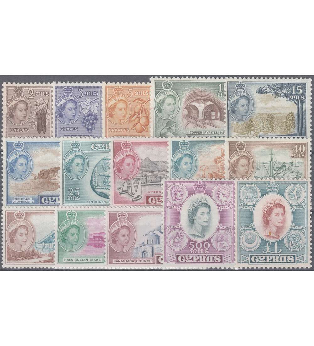 Zypern 1955 postfrisch         Nr. 164-178