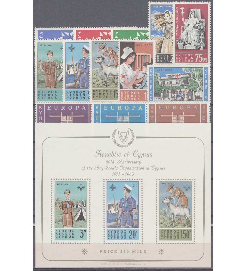 Zypern 1963 postfrisch         Nr. 215-227 Block 1