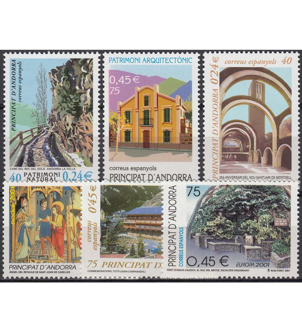Andorra Spanische Post 2001 postfrisch ** Nr. 279-284