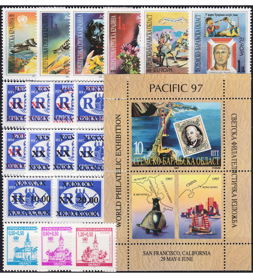 Serbische Krajina 1997 Nr. 64-82, Block I postfrisch ** Briefmarken ...