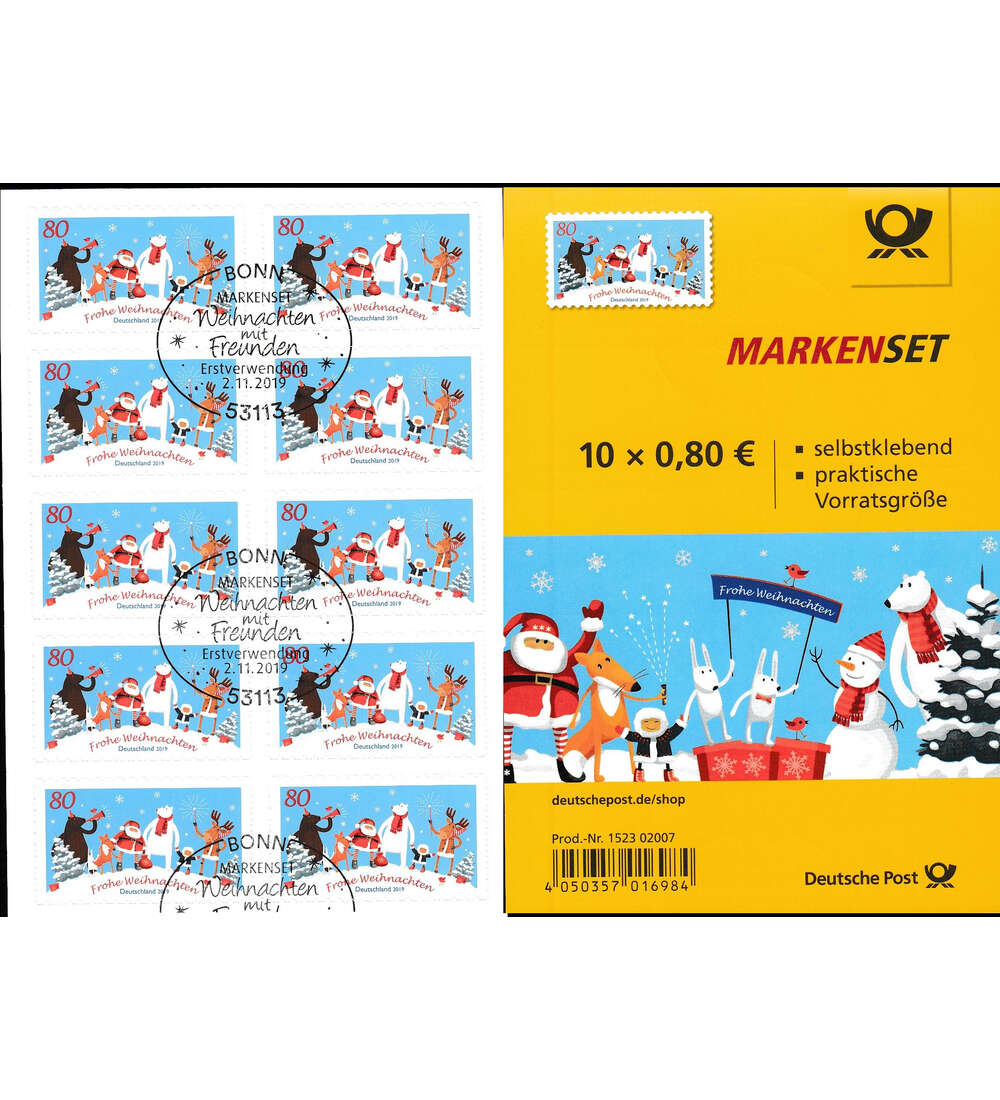 BRD Folienblatt 95 gestempelt Nr. 3505 Weihnachten mit Freunden