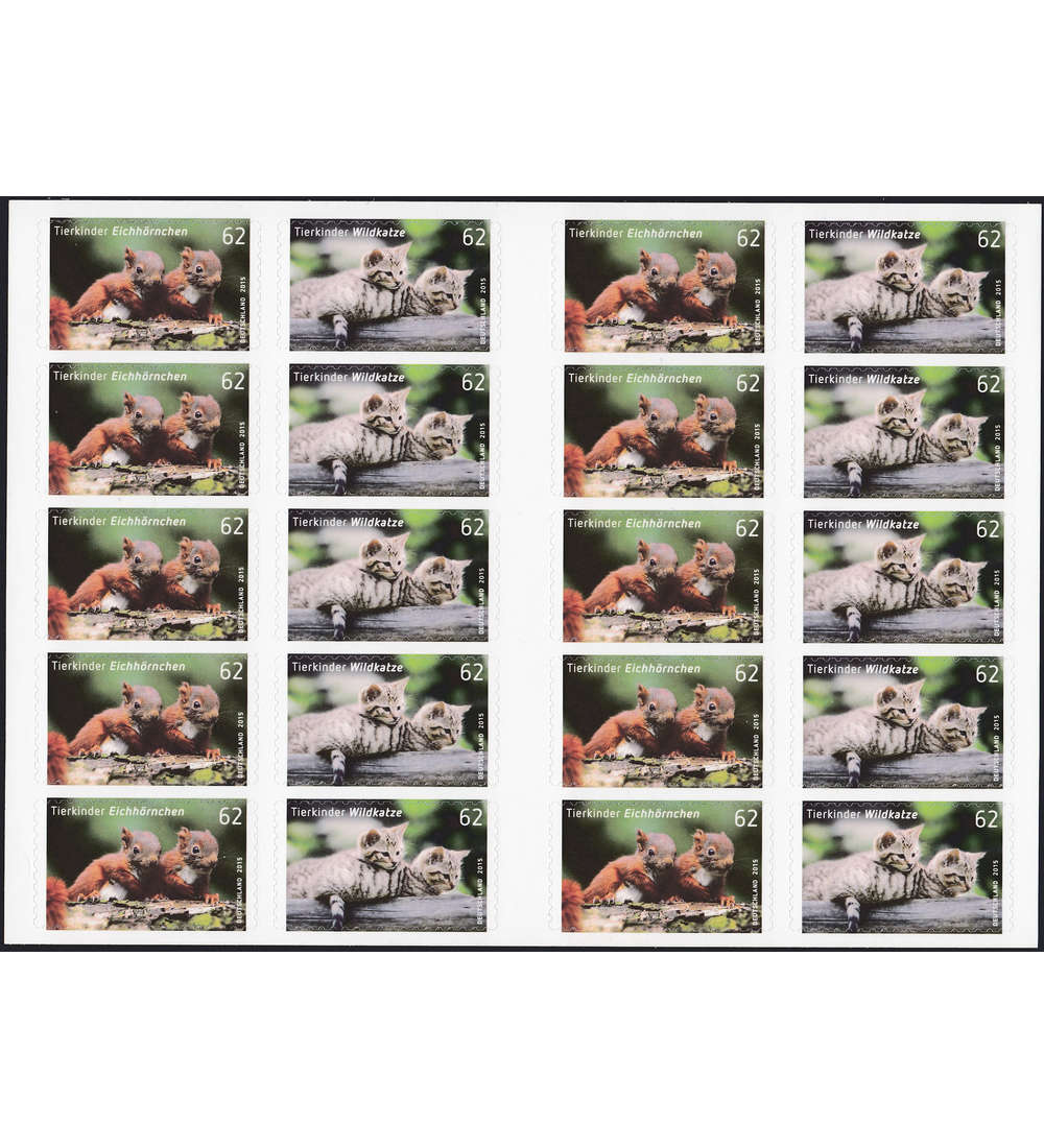 BRD Folienblatt 44 postfrisch Nr. 3129/30 Eichhrnchen/ Wildkatze