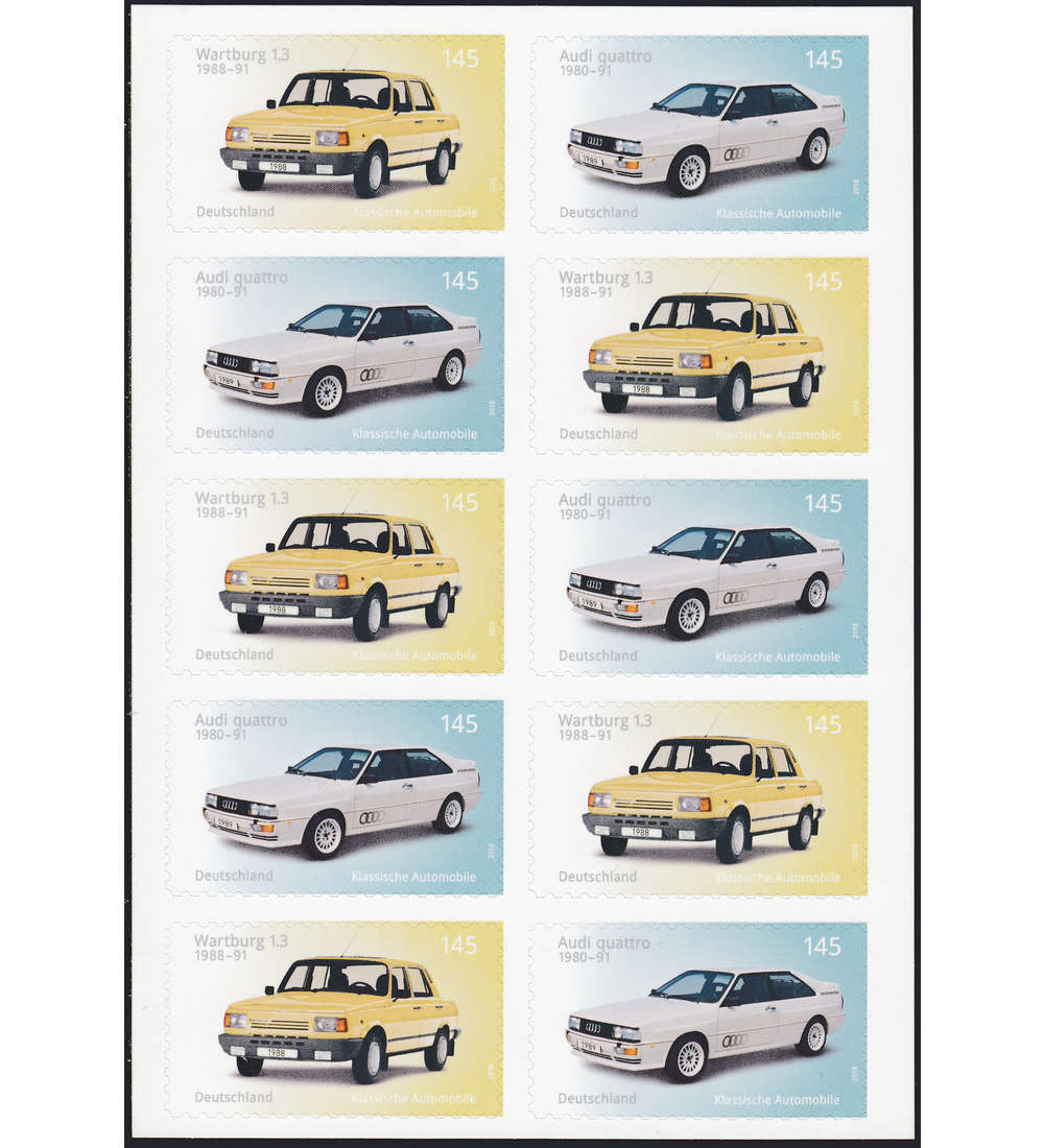 BRD Folienblatt 76 postfrisch Nr. 3378/79 Wartburg und Audi