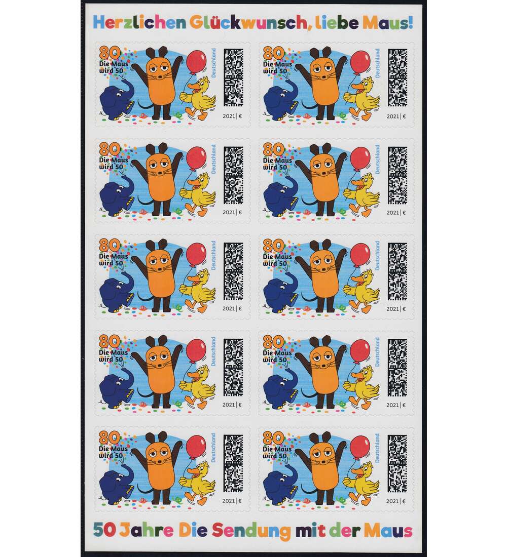 BRD Folienblatt 105 postfrisch Nr. 3597 50 J. Sendung mit der Maus