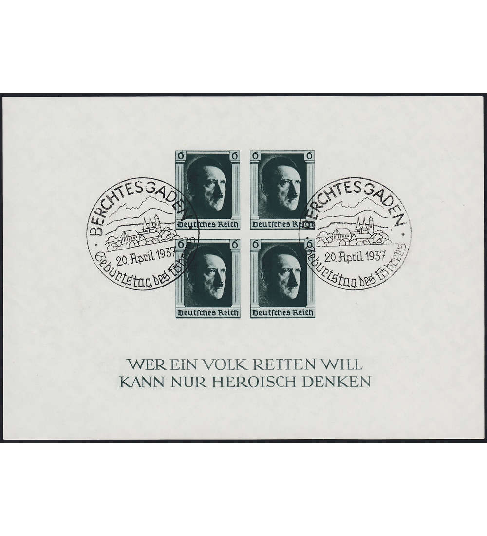 Dt. Reich Block 8 mit Sonder- stempel Berchtesgaden - Geburtstag des Fhrers 1937