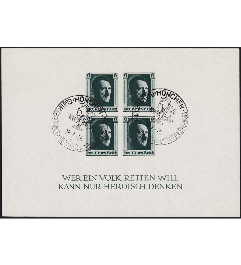 Dt. Reich Block 8 mit Sonder- stempel Mnchen - Tag der deutschen Kunst 1937