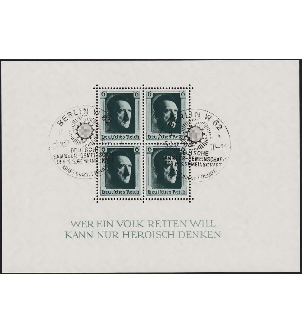 Dt. Reich Block 8 mit Sonder- stempel Berlin - Kraft durch Freude 1937