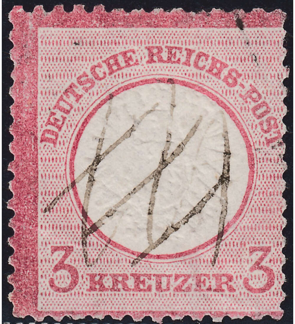 Deutsches Reich Brustschild 3 Kreuzer Federzug-Entwertung