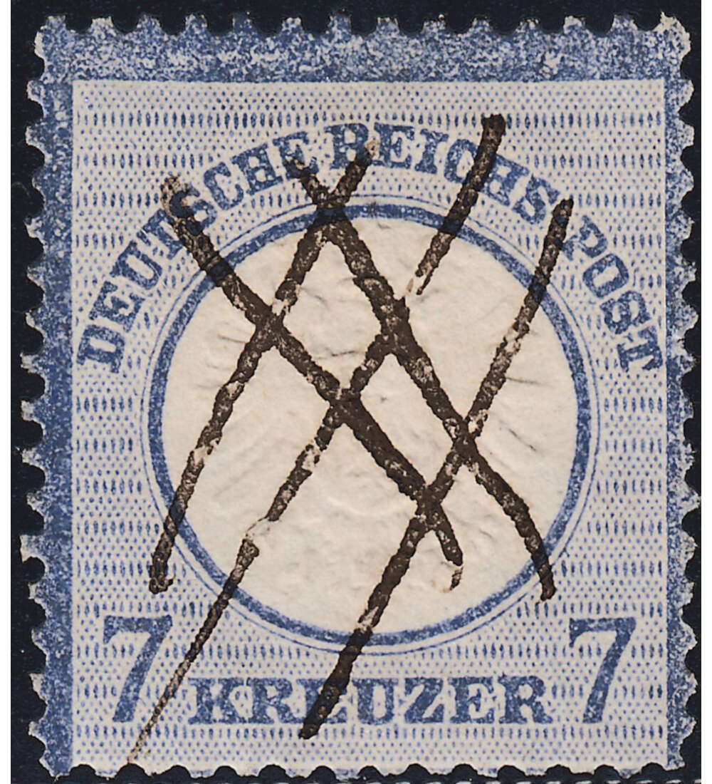 Deutsches Reich Brustschild 7 Kreuzer Federzug-Entwertung