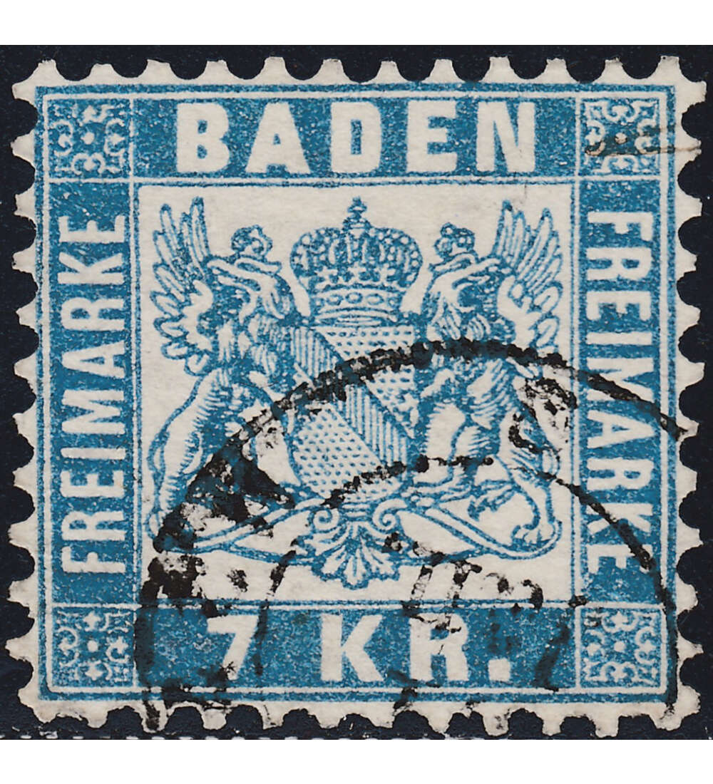 Baden Nr. 25 a D gestempelt durchschlagender Druck