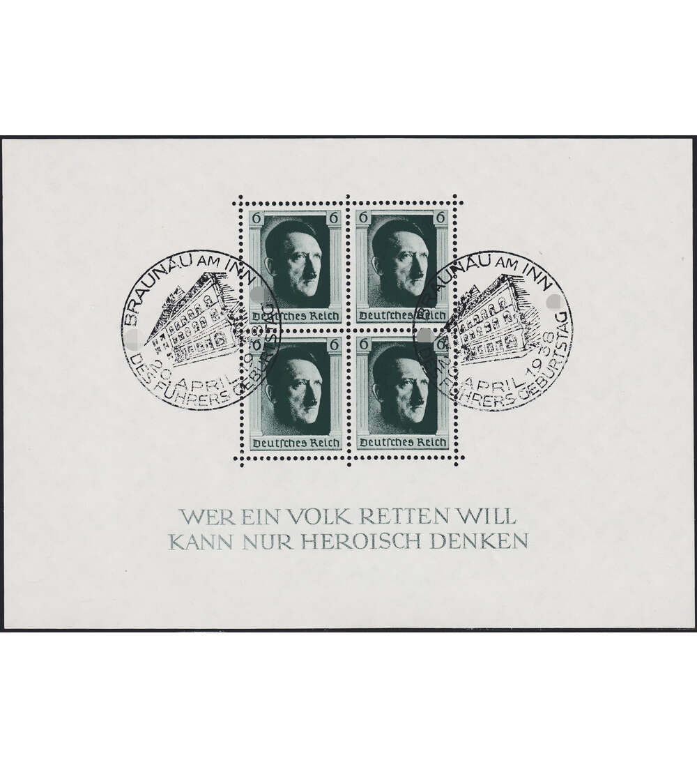 Dt. Reich Block 7 mit SST Braunau am Inn - Des Fhrers Geburtstag 1938