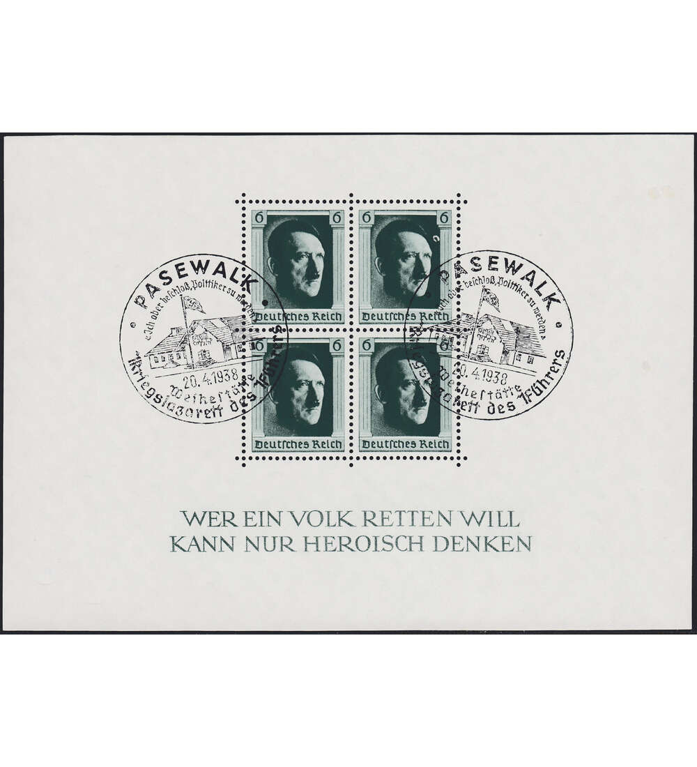 Dt. Reich Block 7 mit SST Pasewalk - Kriegslazarett des Fhrers