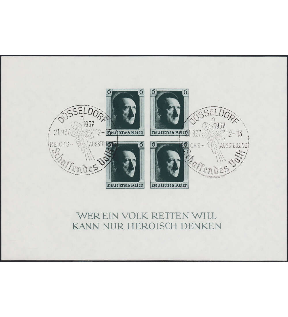 Dt. Reich Block 8 mit SST Dsseldorf - Reichsausstel- lung Schaffendes Volk