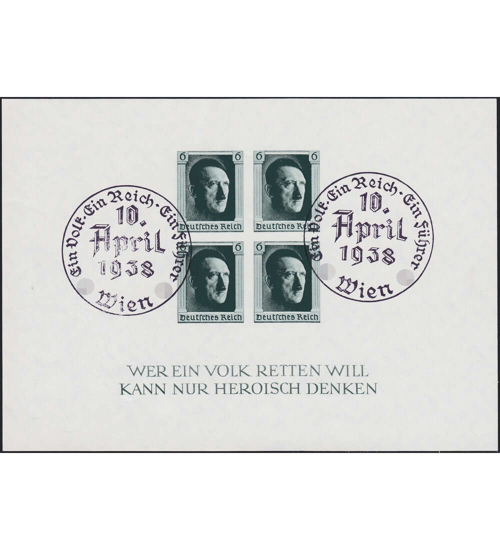 Dt. Reich Block 8 mit SST Wien - Ein Volk, ein Reich, ein Fhrer