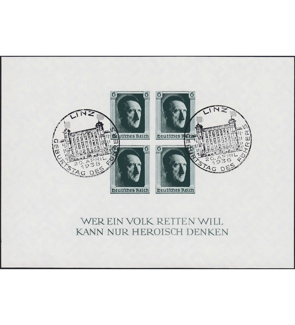 Dt. Reich Block 8 mit SST Linz - Geburtstag des Fhrers 1938
