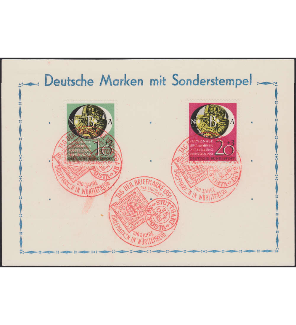 BRD Bund Wuppertal 1951 Nr. 141-142 auf Blankobeleg