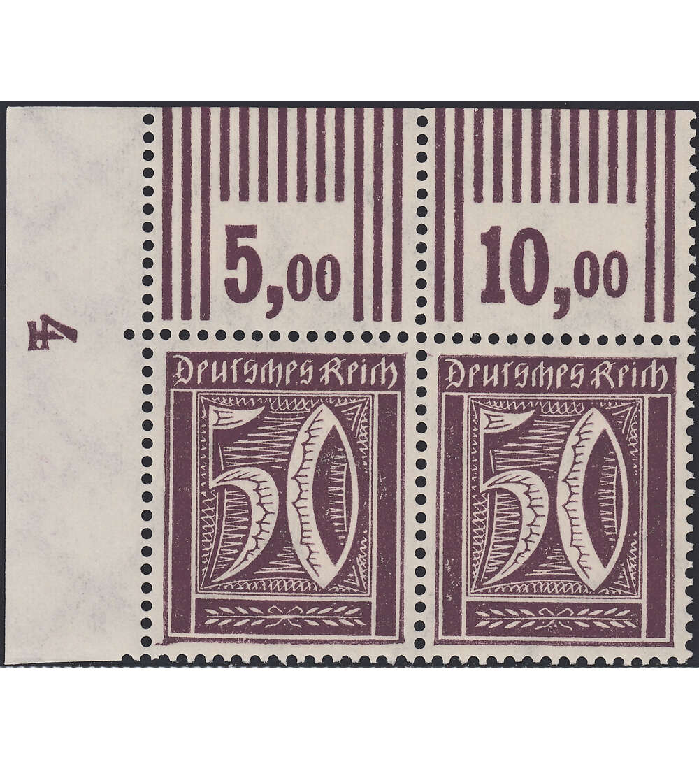 Dt. Reich-Spezial Oberrandpaar Nr. 183 b WOR postfrisch 3.7.3 und 2.9.2 Ziffern 1921