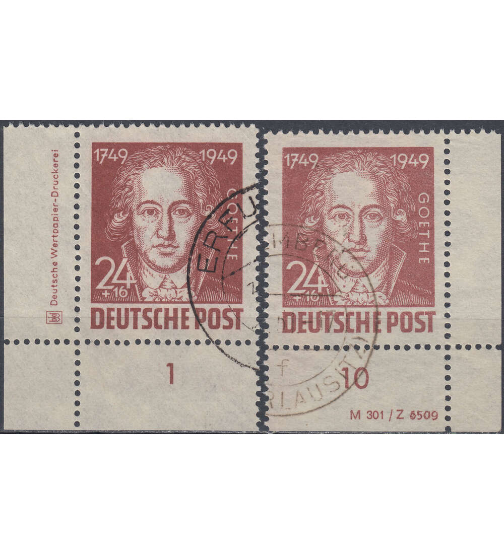 SBZ Goethe 1949 Nr. 236 gestempelt als Eckrand