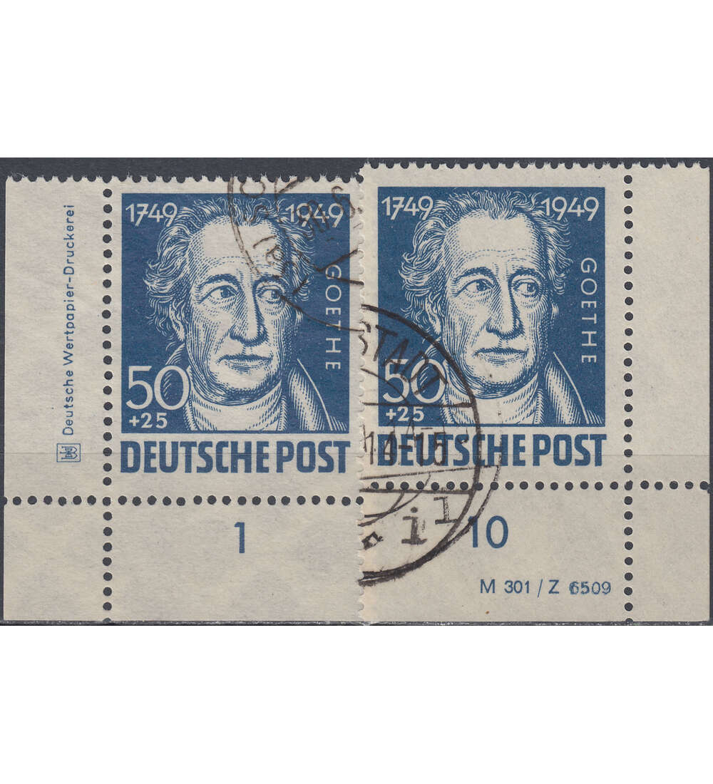 SBZ Goethe 1949 Nr. 237 gestempelt als Eckrand