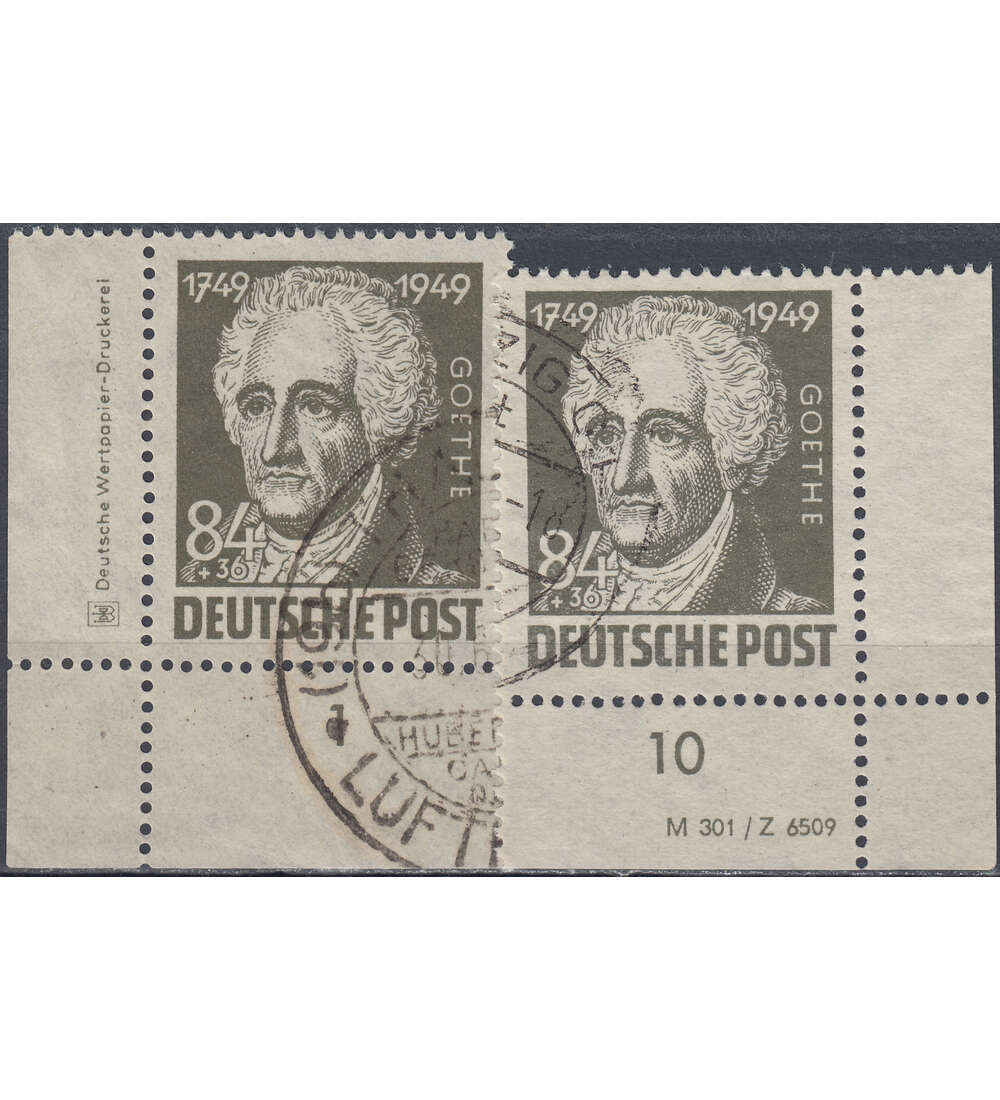 SBZ Goethe 1949 Nr. 238 gestempelt als Eckrand
