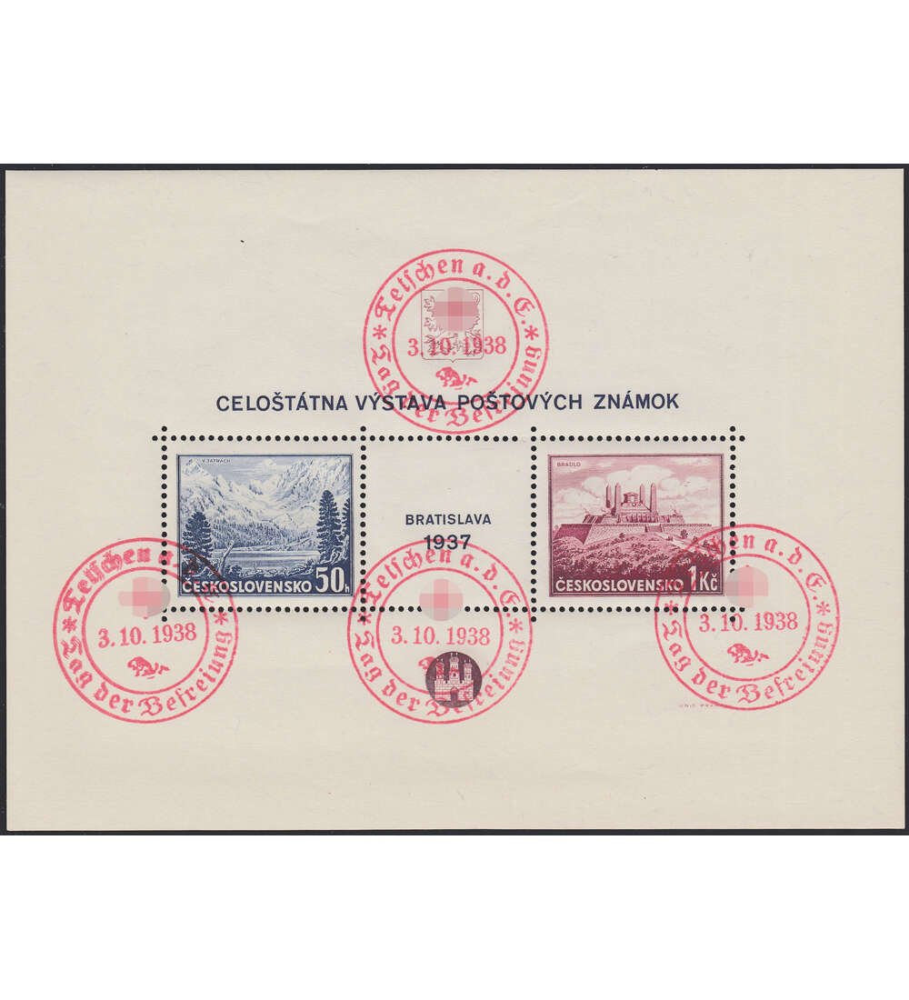 Deutsches Reich CSSR Block 4 roter Stempel