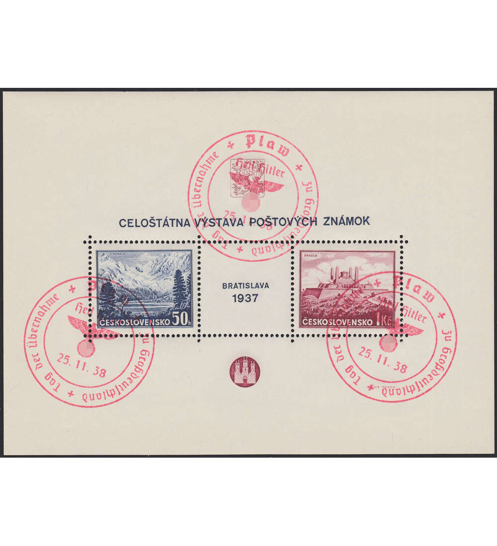 Deutsches Reich CSSR Block 4 roter Stempel