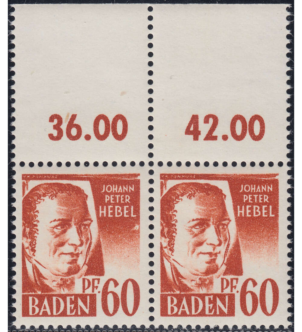 Franz. Zone - Plattenfehler Baden Nr. 10 PF I postfrisch