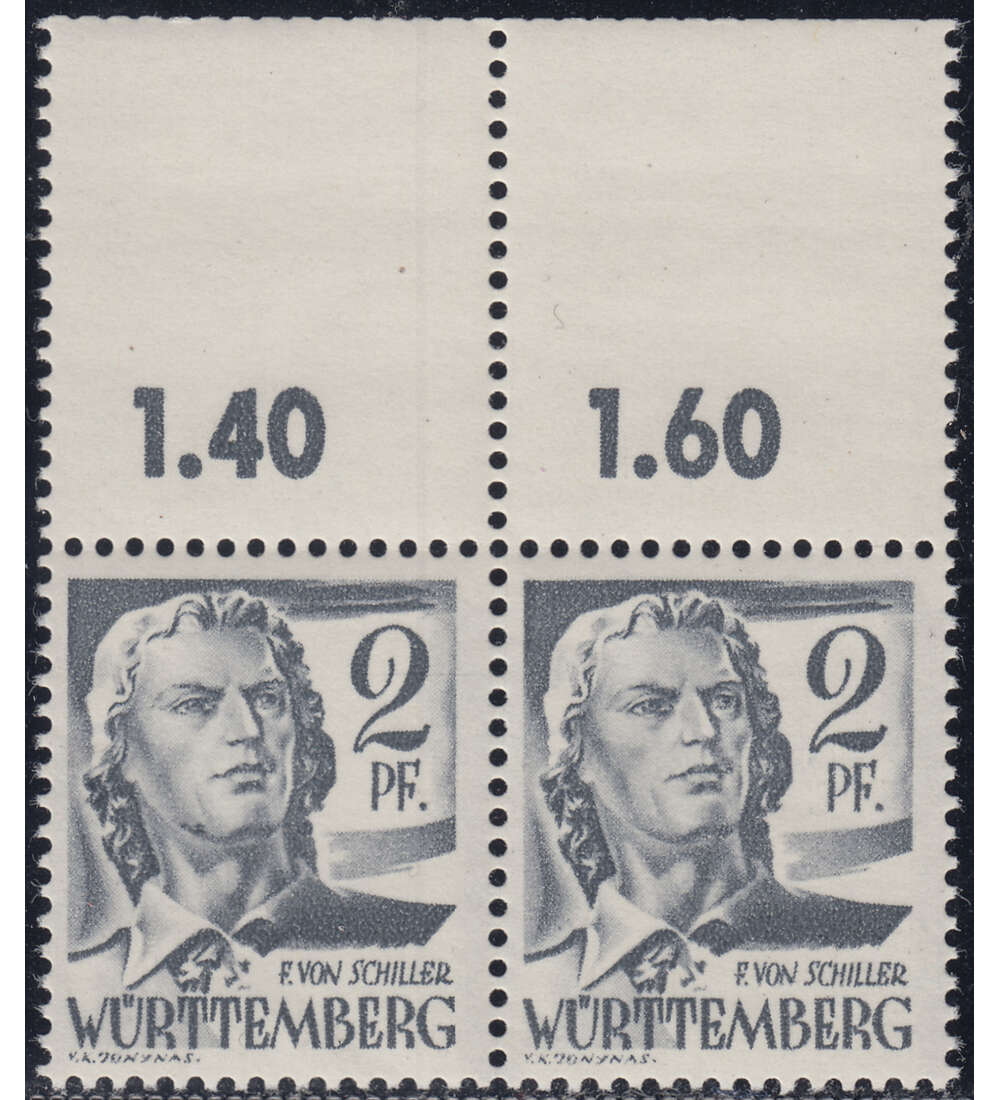 Franz. Zone - Plattenfehler Wrttemberg Nr. 1 PF I postfrisch