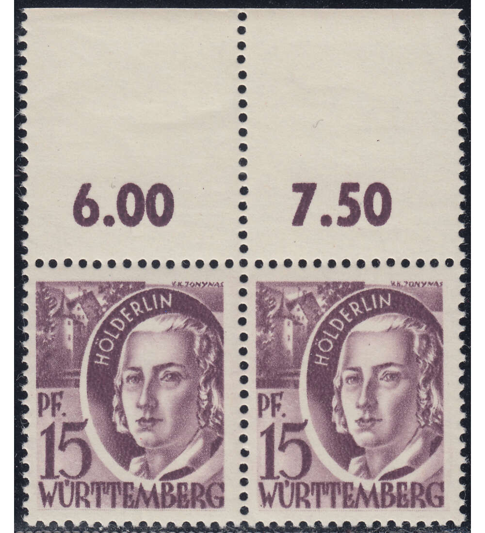 Franz. Zone - Plattenfehler Wrttemberg Nr. 5 PF I postfrisch