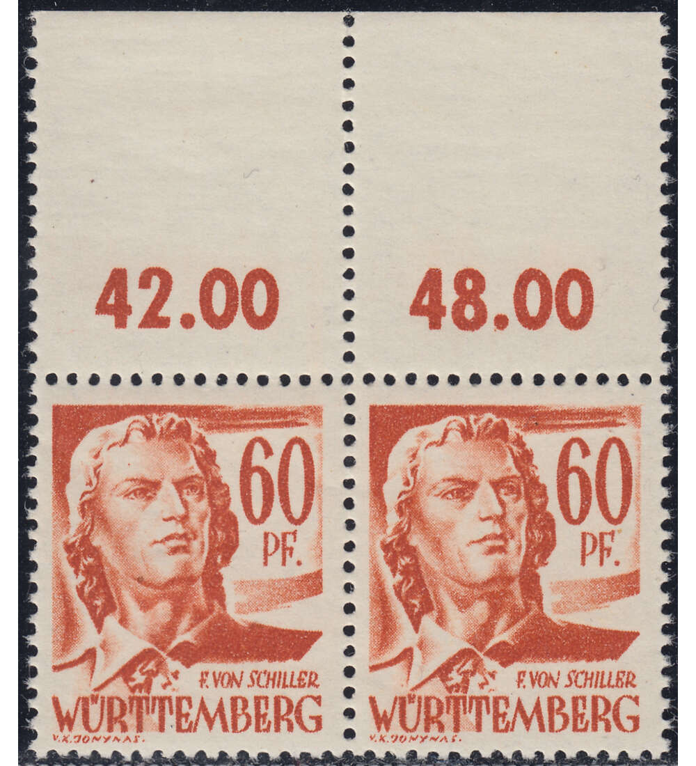 Franz. Zone - Plattenfehler Wrttemberg Nr. 10 PF I postfrisch