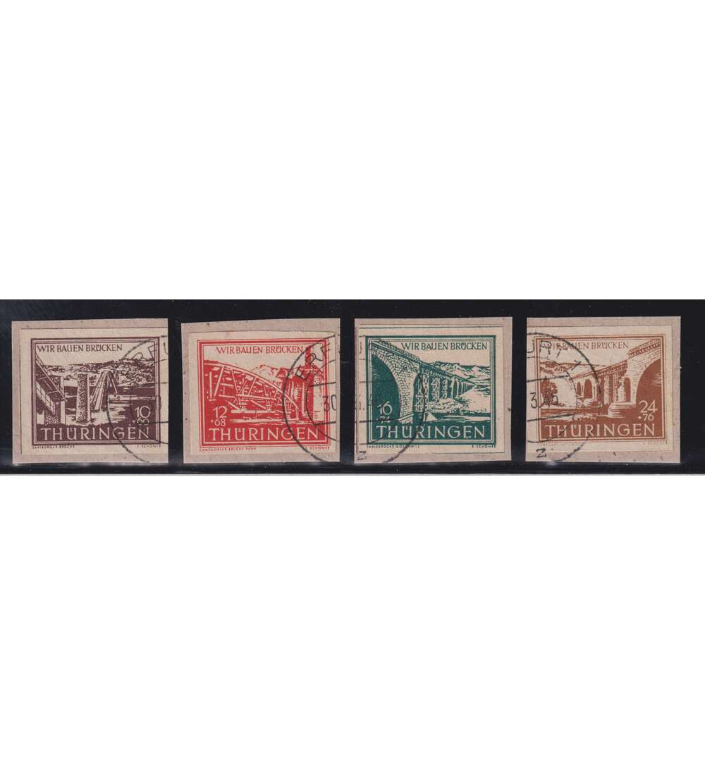 SBZ Wiederaufbau 1946 Nr. 112-115 rundgestempelt auf Briefausschnitten